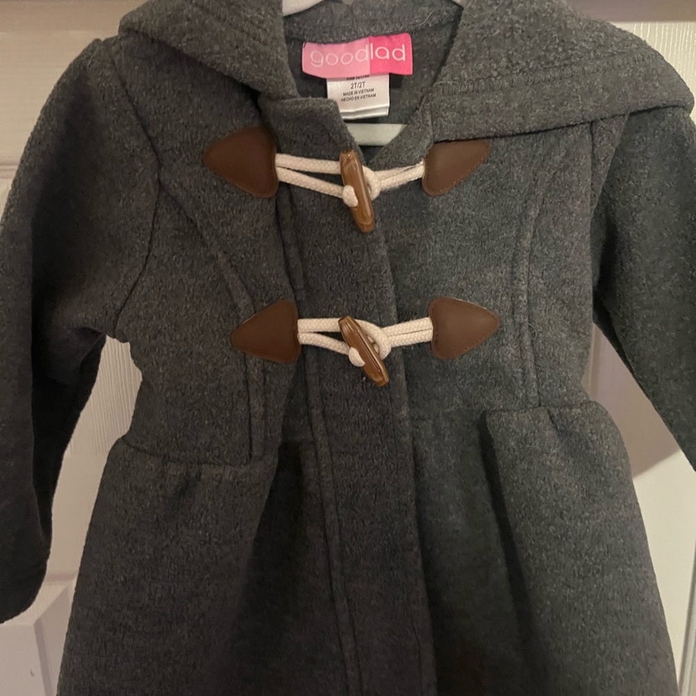 Good Lad Toddlers Charcoal Pea Coat with Toggle Closures